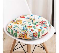 Fansu Cojín de Silla Redondo, Nórdico Estilo Tatami Lino Cojín de Silla Espesar Suave Respirable Cojín Ideal para Cocina Comedor Jardín Patio Interior Exterior (Flores y Caballos,40x40x10cm)