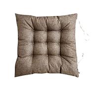 Fansu Cojines para Sillas con Lazos, Color Sólido Cojín de Silla Lino Suave Espesar Tatami Cojín de Silla para Comedor Jardín Patio Cocina o Interior Exterior (Marrón,50x50x8cm)