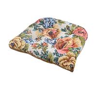 Fansu Cojines para Sillas con Lazos, Flores Estampado Cojín de Silla Jacquard Suave Espesar Tatami Cojín de Silla para Comedor Jardín Patio Cocina o Interior Exterior (45x45x7cm,Estilo rústico)