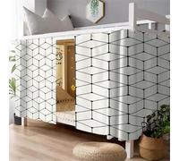 Fansu Cortina Cama Litera, Estilo Geométrico Cortinas Cama Litera a Prueba de Polvo Protección de Privacidad Opaca Termica Tienda Campaña Mosquitera para Dormitorio (Blanco,Top)