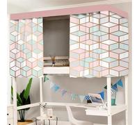 Fansu Cortina de Cama Litera,Estampado Geométrico Moderno Mosquiteras Protección de Privacidad Cortina Opaca para Cama para Dormitorio de Estudiantes,Tipi Infantil para Litera (Rosa 2,1.2x2m)