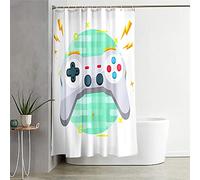 Fansu Cortinas de Ducha de Antimoho Impermeable Antibacteriano Lavable, 3D Impresión Cortina de Baño Cortina de Bañera de 100% Poliéster con 12 Anillos (Consola de Juego,180x180cm)