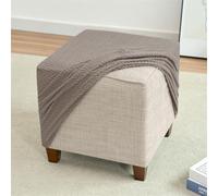 Fansu Cuadradas Funda Otomana, Color Sólido Fundas de Reposapiés Extraíble Lavable Protectora para Taburete Otomanas Muebles de Reposapiés con Parte Inferior Elástica (Caqui)