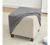 Fansu Cuadradas Funda Otomana, Color Sólido Fundas de Reposapiés Extraíble Lavable Protectora para Taburete Otomanas Muebles de Reposapiés con Parte Inferior Elástica (Gris)