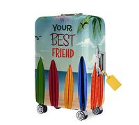 FANSU Cubierta de Equipaje Funda Elástica de Maletas para Viaje, Estampado Aloha Hawaianas Lavable Anti-Polvo Funda Protectora Spandex para Equipaje con Cremallera (M:22-24 Inch,Mejores Amigos)