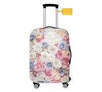 FANSU Cubierta de Equipaje Protectora Funda de Maleta, 3D Impresión de Rosas Equipaje de Viaje, Elástica Luggage Cover para Equipaje de 18-32 Pulgadas (XL(29-32in),Rosa Blanca)
