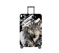FANSU Cubierta de Equipaje Protectora Funda de Maleta, Lobo Impresión Equipaje de Viaje, Anti-Polvo Elástica Luggage Cover para Equipaje de 18-32 Pulgadas (Lobo,S(18-21in))