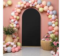 FANSU Cubierta de Telón de Fondo de Arco Color Sólido, Elástico Cubierta de Fondo de Arco Decoración de Fiesta para Cumpleaños Boda Propuesta Escena Banquete (Negro,8FT / 140x240cm)