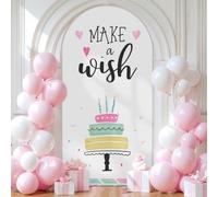 FANSU Cubierta de Telón de Fondo de Arco, Cumpleaños Elástico Cubierta de Fondo de Arco Decoración de Fiesta para Cumpleaños Boda Propuesta Escena Banquete (Pastel,100x200cm)