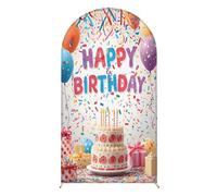 FANSU Cumpleaños Cubierta de Telón de Fondo de Arco Reversible Elástico Cubierta de Fondo de Arco Decoración de Fiesta para Cumpleaños Boda Propuesta Escena Banquete (Estilo 6,4FT / 55x120cm)