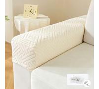 FANSU - Funda de sillón y sofá extensible para reposabrazos, juego de 2 protectores antideslizantes para reposabrazos de sofá, fundas de reposabrazos (Beige)