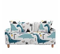 Fansu Funda de Sofá Elástica para Sofá de 1 2 3 4 Plazas,Ajustable Dinosaurio Dibujos Animados 3D Cubre Sofa con 1 Funda Cojín,Antisuciedad Antideslizante Protector de Muebles (Árbol Coco,3 plazas)