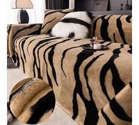 Fansu Funda de sofá Invierno, Multiusos Manta Cubre Sofa para 1 2 3 4 Plazas, Universal Calor Felpa Funda Protectora de Sofás Mantas Foulard Cómoda Cubrecama, Leopardo (180x260cm,Caqui)