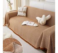Fansu Funda de sofá Toalla, Tela Asargada Reversible Multiusos Manta Sofa para Cama Funda Protectora de Sofás Toalla Cubre Sofà Cubierta de Sofá Hogar (Café,1 Plaza(180x180cm)