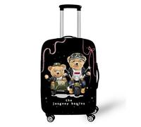 FANSU Funda Elástica para Maleta de Viaje, Estampado de Globos aerostático, Funda Protectora Antipolvo y Antirrayas Lavable, Compatible con Maletas Trolley de 18 a 32 Pulgadas (Negro 2,L(26-28in))
