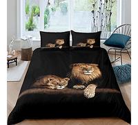 Fansu Funda Nórdica 3D Estampado de Animales Salvajes Microfibra Suave Juego de Funda Nórdica 3 Piezas con Funda de Edredón y Funda de Almohad para Niña Adulto Niños Adolescentes (León 4,180x210cm)