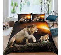 Fansu Funda Nórdica 3D Estampado de Animales Salvajes Microfibra Suave Juego de Funda Nórdica 3 Piezas con Funda de Edredón y Funda de Almohad para Niña Adulto Niños Adolescentes (León 2,220x240cm)