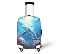 FANSU Funda Protectora para Maletas de Viaje, Patrón Delfín 3D Funda Maletas Viaje Elastica Cubierta de Equipaje Funda de Maleta Protector de Maleta de Viaje (L 25~28in,Océano Azul)