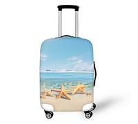 FANSU Funda Protectora para Maletas de Viaje, Patrón Estrellas de Mar 3D Funda Maletas Viaje Elastica Cubierta de Equipaje Funda de Maleta Anti Scratch Anti Polvo (Océano Azul,S 18~21in)