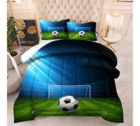 Fansu Fútbol Colcha Acolchada Fina Suave Cubrecama Rellenos Finos Edredón Funda de Almohada Estampada Manta Colchas Bouti Cama 90/135/150, Juego de Ropa de Cama 3 Piezas (150x200,Campo de fútbol)