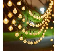 Fansu Guirnalda Luces Exterior Solar, Cadena de Luces Solares Led Exterior Jardin 8 Modos IP55 Impermeable Guirnalda Luminosa Cadena de Luz para Jardín Patio (Colores cálidos,1.7cm 7 M/50 LED)