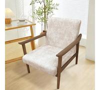 Fansu Housse de Fauteuil 1 Place Extensible Avec Accoudoirs, Simili Cuir Housse de Chaise Universelle Avec Fermeture Éclair Lavable Protection de Meubles Salon Chambre Bureau (Beige)