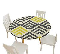 Fansu Impermeable Redondo Mantel con Borde Elástico, 3D Impresión Geometría Mantel de Mesa Elástica Ajustada Cubierta de Mesa para Picnic Comedor Cocina Restaurante (Diámetro 200cm,Triángulo)