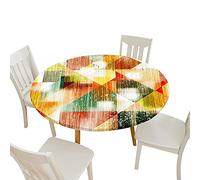 Fansu Impermeable Redondo Mantel con Borde Elástico, 3D Impresión Geometría Mantel de Mesa Elástica Ajustada Cubierta de Mesa para Picnic Comedor Cocina Restaurante (Diámetro 100cm,Grafiti)