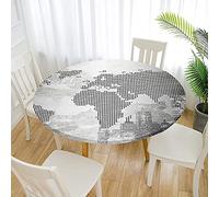 Fansu Impermeable Redondo Mantel con Borde Elástico, 3D Impresión Mantel de Mesa Elástica Ajustada Cubierta de Mesa para Picnic Comedor Cocina Restaurante Cena (Punto de Forma,Diámetro 110cm)