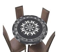 Fansu Impermeable Redondo Mantel con Borde Elástico, 3D Mandala Impresión Mantel de Mesa Elástica Ajustada Cubierta de Mesa para Picnic Comedor Cocina Restaurante Cena (Gris Oscuro,Diámetro 120cm)