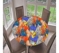 Fansu Impresión Abstracta 3D Redondo Mantel con Borde Elástico, Impermeable Elástica Ajustada Cubierta de Mesa para Picnic Comedor Cocina Restaurante Cena (Diámetro 120cm,patrón 9)