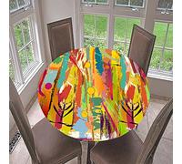 Fansu Impresión Abstracta 3D Redondo Mantel con Borde Elástico, Impermeable Elástica Ajustada Cubierta de Mesa para Picnic Comedor Cocina Restaurante Cena (Diámetro 90cm,patrón 1)