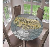Fansu Impresión de 3D Redondo Mantel con Borde Elástico, Impermeable Elástica Ajustada Cubierta de Mesa para Picnic Comedor Cocina Restaurante Cena (Gris Claro,Diámetro 150cm)