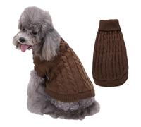 Fansu Jerséis para Perro Pequeños, Jumper de Punto de Invierno Cachorros, Suéter Cuello Alto para Mascotas, Jersey Cálido Navidad para Perros Cachorros, Perros Pequeños y Medianos (M,Marrón)