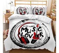 Fansu Juego de Ropa de Cama 2/3 Piezas, 3D Música Impresión Microfibra Juego de Fundas de Edredón con Funda de Almohada y Funda Nórdica (Amor por la música,180x220cm)