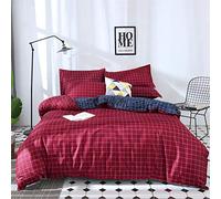 Fansu Juego de Ropa de Cama 3 Piezas, EleganteEstilo de Ocio Fundas para Edredón Microfibra Cremallera Funda Nórdica Fundas de Almohada (Cama 90-150x200cm,Rojo a Cuadros)