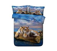 Fansu Juego de Ropa de Cama 3 Piezas Microfibra 3D Tigre Juego de Fundas de Edredón Incluye 1 Funda Nórdica y 2 Funda de Almohada (Cama 90-150x200cm,Águila)