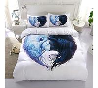 Fansu Juego de Ropa de Cama 3 Piezas Microfibra Animal Juego de Fundas de Edredón Incluye 1 Funda Nórdica y 2 Funda de Almohada (200x200cm,León Pareja)
