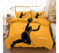 Fansu Juego de Ropa de Cama 3 Piezas Poliéster Microfibra 3D El Baloncesto Juego de Fundas de Edredón Incluye 1 Funda Nórdica y 2 Funda de Almohada (Cama 135/140-180x210cm,Naranja)