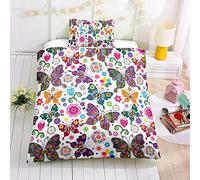 Fansu Juego de Ropa de Cama 3 Piezas Poliéster Microfibra Dibujos Animados Juego de Fundas de Edredón Incluye 1 Funda Nórdica y 2 Funda de Almohada (Cama 135/140-180x210cm,Mariposa)