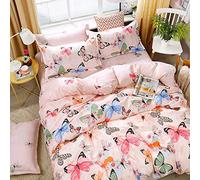 Fansu Juego de Ropa de Cama 3 Piezas Poliéster Microfibra Ocio Estilo Juego de Fundas de Edredón Incluye 1 Funda Nórdica y 2 Funda de Almohada (145x200cm-2pcs,Mariposa Rosa)