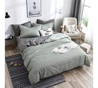 Fansu Juego de Ropa de Cama 4 Piezas Microfibra Juego de Fundas de Edredón Incluye 1 Funda Nórdica y 1 Sábana encimera 2 Funda de Almohada (200x200cm,Verde Claro)