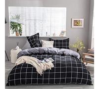 Fansu Juego de Ropa de Cama de 3 Piezas para Chico Chica - Minimalismo Moderno Juegos de Edredones de Tela Microfibra Suave con 1 Funda Nórdica y 2 Funda de Almohada (Estilo Negro,220x240cm)