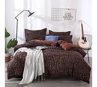 Fansu Juego de Ropa de Cama de 4 Piezas, Lunares Triángulo Juego de Fundas de Edredón Incluye 1 Funda Nórdica y 1 Sábana encimera 2 Funda de Almohada (Cama 150/160-220x240cm,Leopardo Marrón)