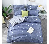 Fansu Juego de Ropa de Cama de 4 Piezas, Lunares Triángulo Juego de Fundas de Edredón Incluye 1 Funda Nórdica y 1 Sábana encimera 2 Funda de Almohada (Cama 150/160-220x240cm,Rayas Azules)