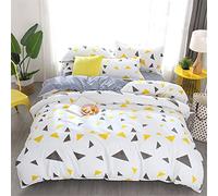 Fansu Juego de Ropa de Cama de 4 Piezas, Lunares Triángulo Juego de Fundas de Edredón Incluye 1 Funda Nórdica y 1 Sábana encimera 2 Funda de Almohada (200x200cm,Gris Amarillo)