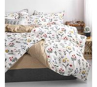 Fansu Juego de Ropa de Cama de4 Piezas Juego de Fundas de Edredón Incluye 1 Funda Nórdica y 1 Sábana encimera 2 Funda de Almohada (Cama 150/160-220x240cm,Flor idílica)