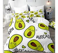 Fansu Juego De Ropa De Cama Verde, Impresión de Aguacate Microfibra Funda De Edredón con Cremallera, Funda Nórdica Funda De Almohada, Cama 90/135/150 (ve a la Cama,150x200cm(3pcs))
