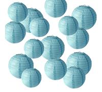 Fansu Linterna de Papel Decorativas, Linternas Colgantes de Papel 15 Piezas Linterna Papel Chino Linterna de Papel Redondo Farolillos de Papel para Boda Cumpleaños (Azul)