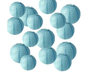 Fansu Linterna de Papel Decorativas, Linternas Colgantes de Papel 15 Piezas Linterna Papel Chino Linterna de Papel Redondo Farolillos de Papel para Boda Cumpleaños (Azul)